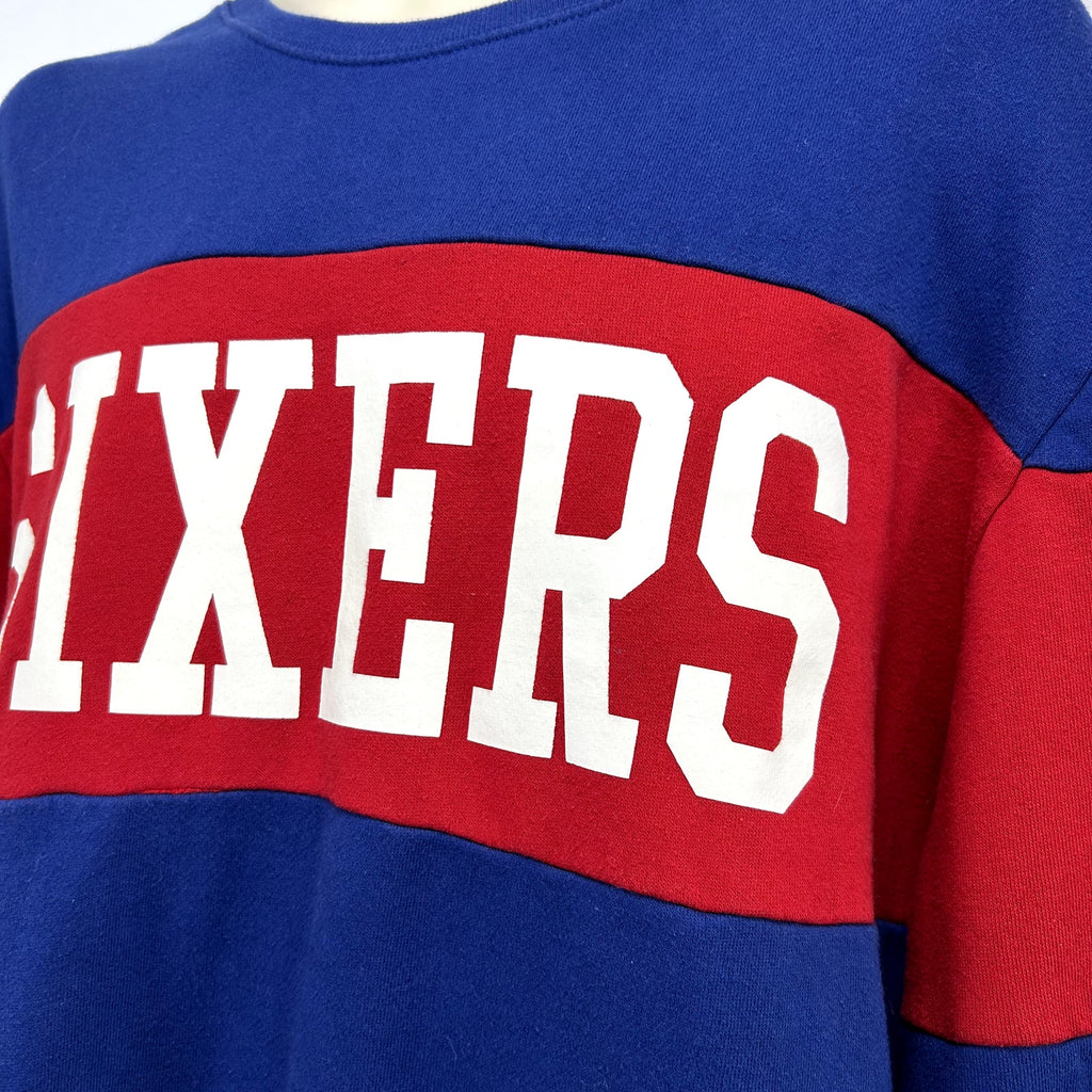 47 Brand XL Philadelphia 76ers Colorblock Fleece Crewneck NBA Sweatshirt Sports