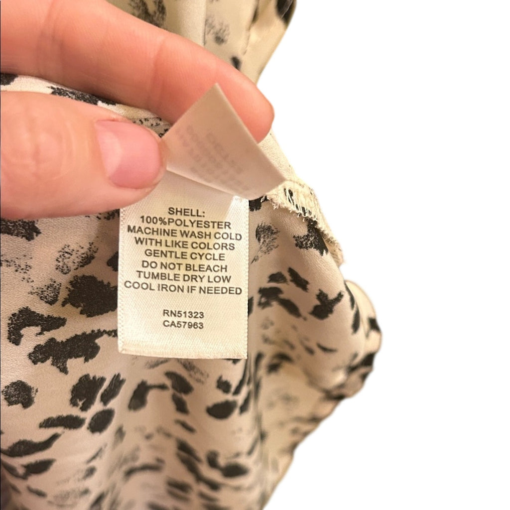 Halogen Cap Sleeve Blouse 1X Plus Size Animal Print Black White Nordstrom Top