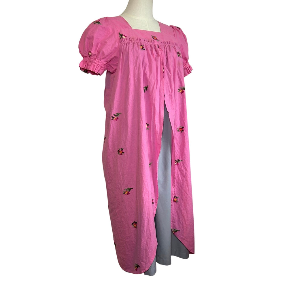 Pink Floral Puff Sleeve Square Neck Regency Bridgerton Dress S Cottage Coquette