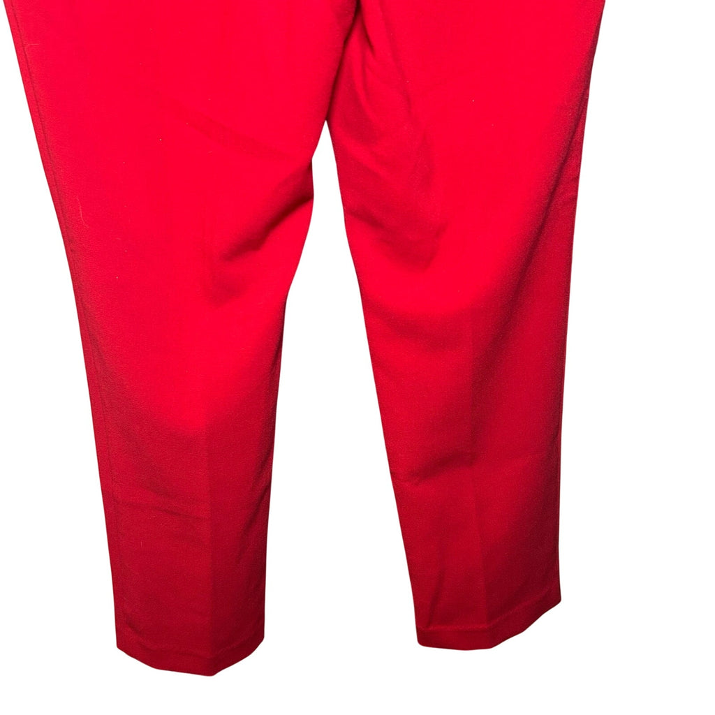 Ann Taylor Bright Red Straight Leg Pants 6 Stretch Luxe Career Bold Minimalist