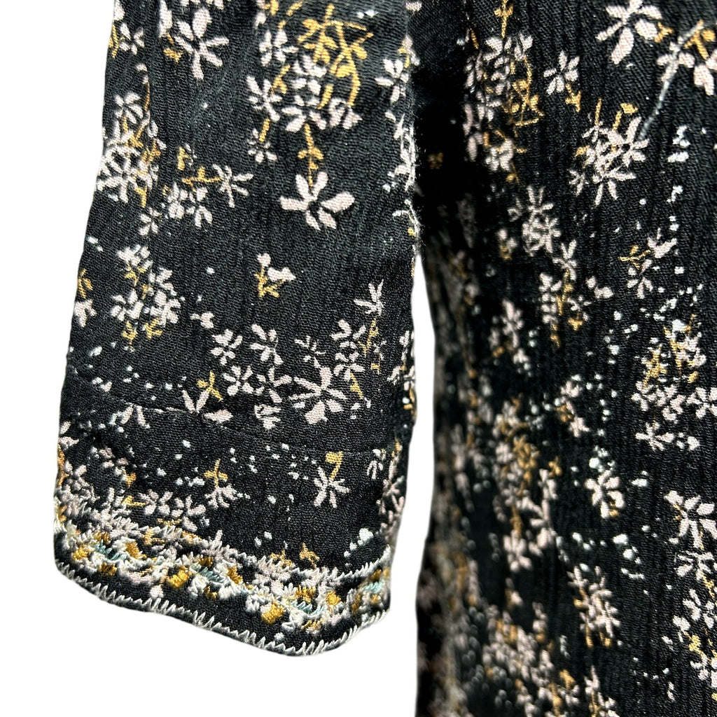 Knox Rose Black Embroidered Boho Floral Tunic Top S Boho Goth Whimsigoth Casual