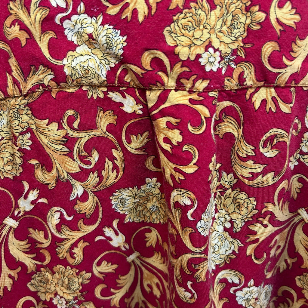 VTG Kathryn Deene Blouse Red 26/28 Boho Floral Baroque Top Plus Size Bold