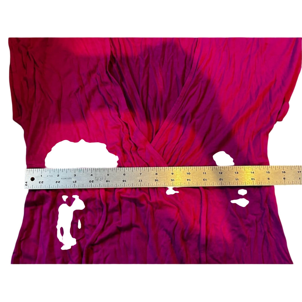 Merona Magenta Pink Faux Wrap Mini Dress Size M Cap Sleeve Soft Knit Boho