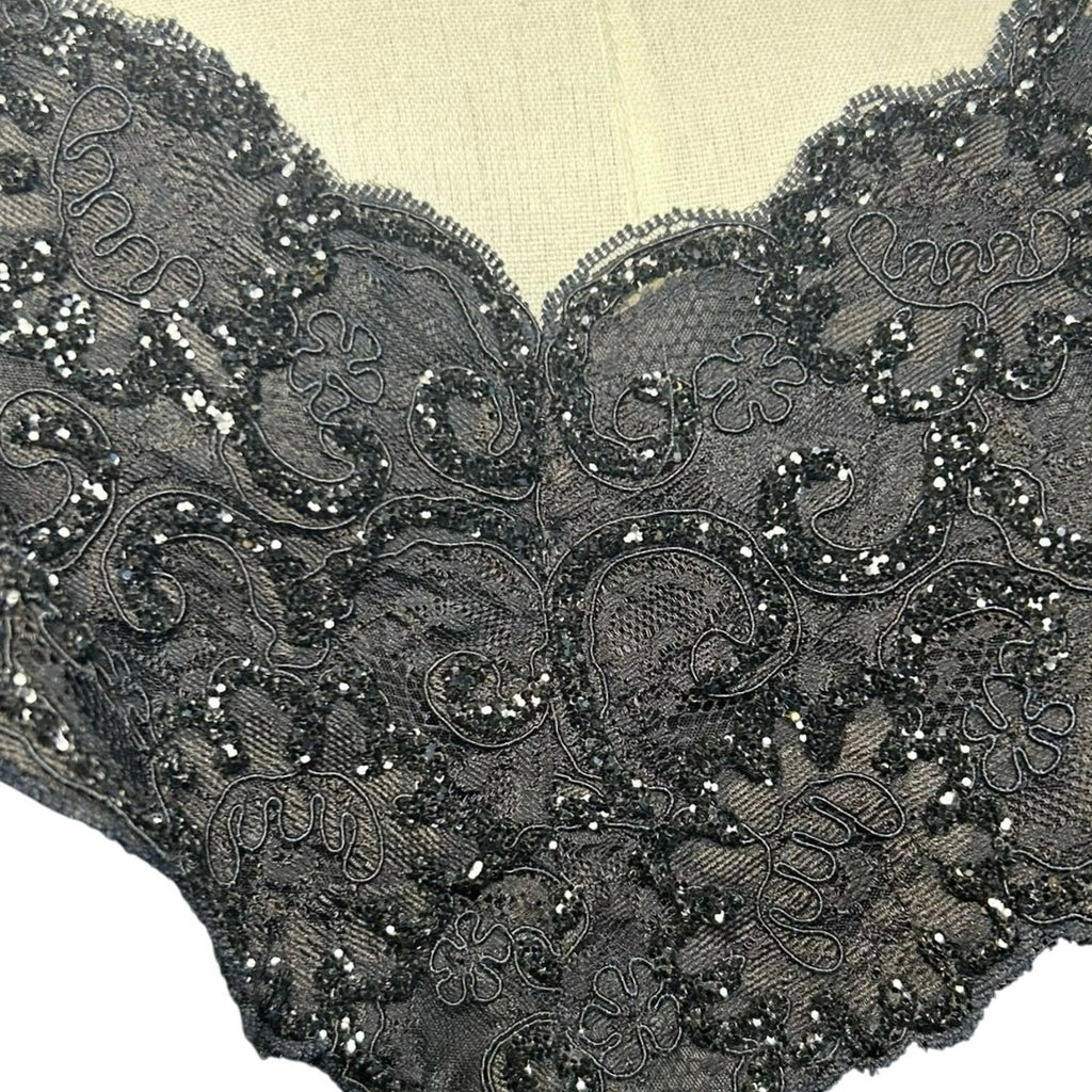VTG 80s Niki Originals Cocktail Dress Black M Beaded Lace Archive Dark Romantic