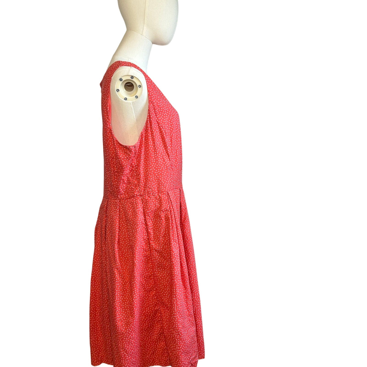 Corey P Orange Polka Dot Midi M Dress Cotton Pocket Retro Twee Preppy Sleeveless