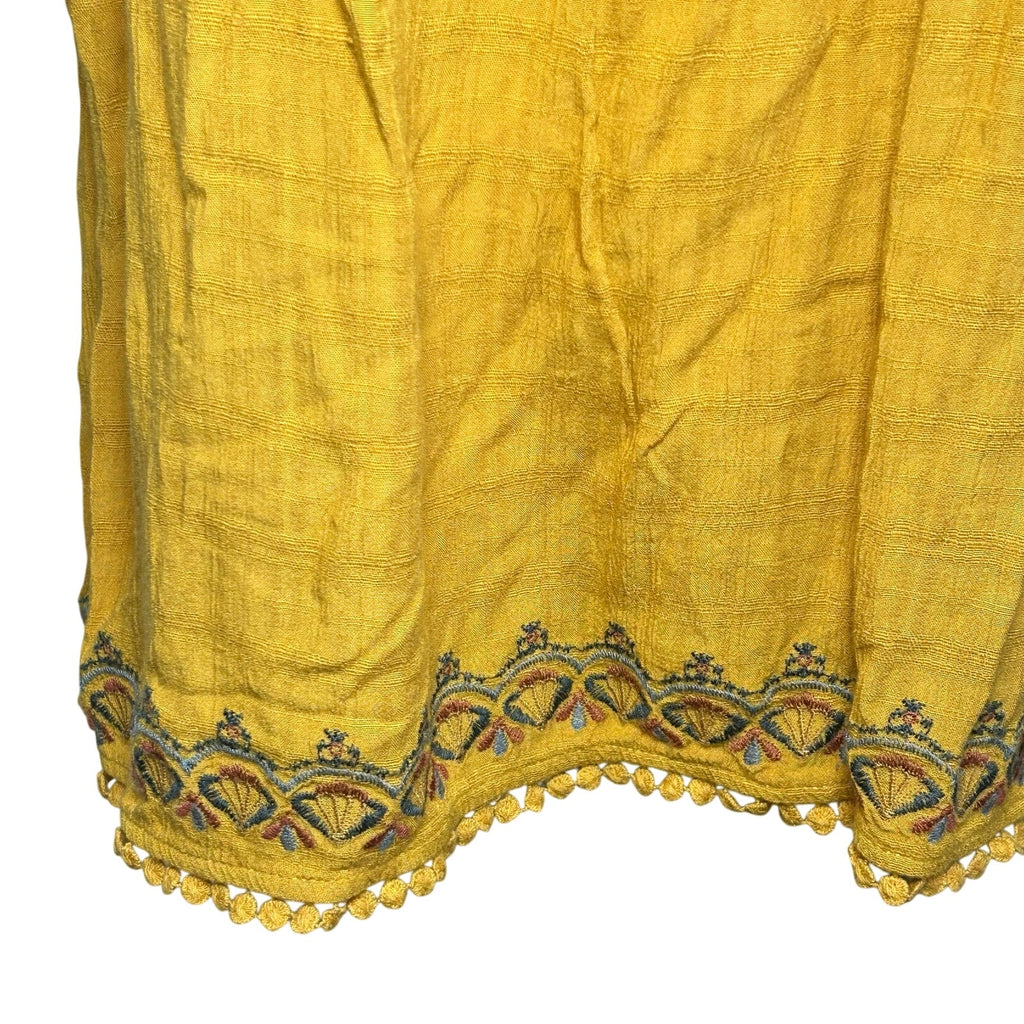 Knox Rose M Yellow Embroidered Tunic Top Boho Peasant Cottage Fairy Indie Casual