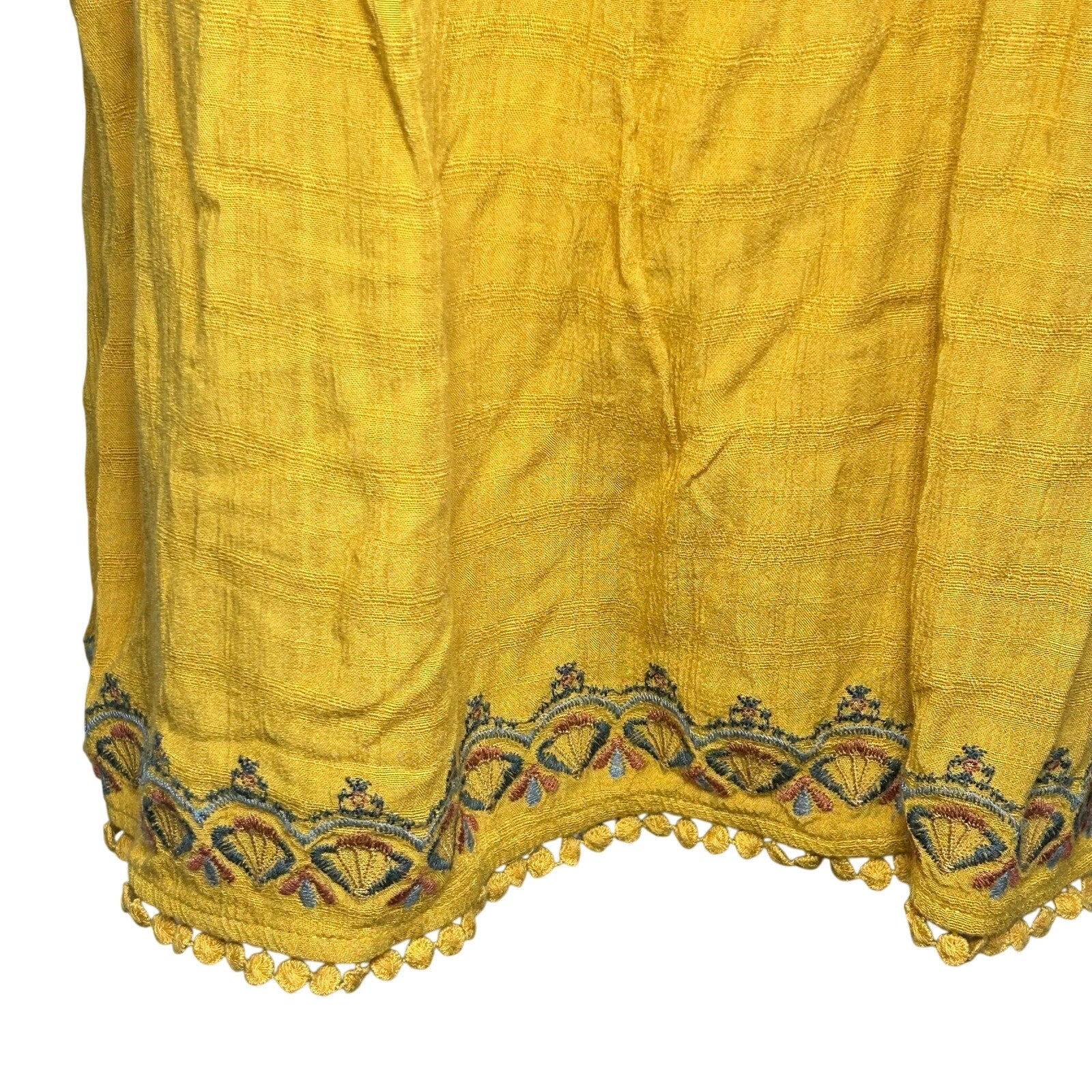 Knox Rose M Yellow Embroidered Tunic Top Boho Peasant Cottage Fairy Indie Casual