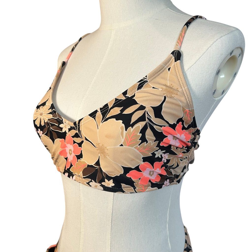 Brown Black String Bikini Set Adjustable Triangle Top Large Boho Casual Coquette