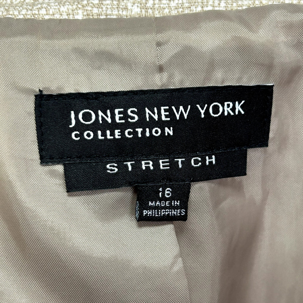 Jones New York Collection 16 Tan Cotton Stretch Moto Peplum Utility Jacket Chic