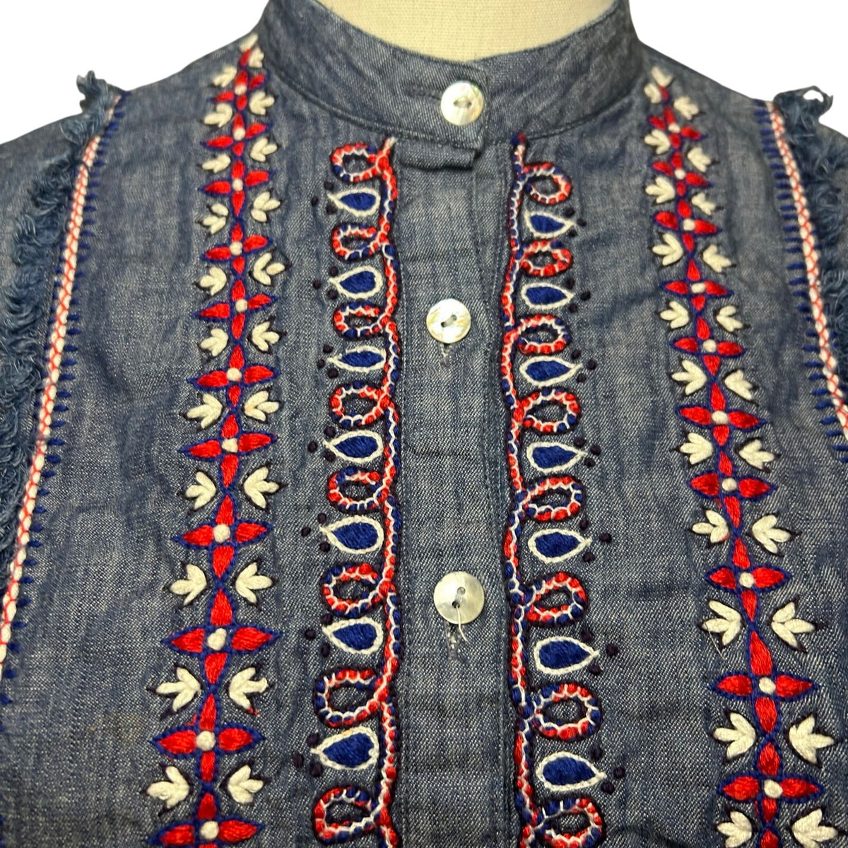 Banjanan Blue Multicolor Cotton Long Sleeve Pocket Dress Boho India Indie Retro