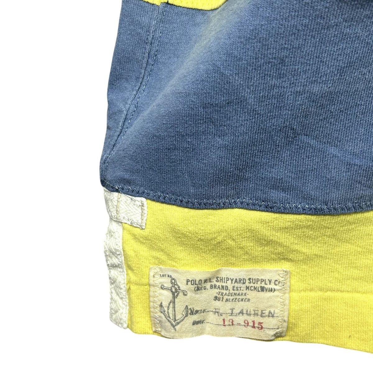 VTG 90s Polo Ralph Lauren XL Yellow Blue Striped RLPC Sailing Club Polo Shirt