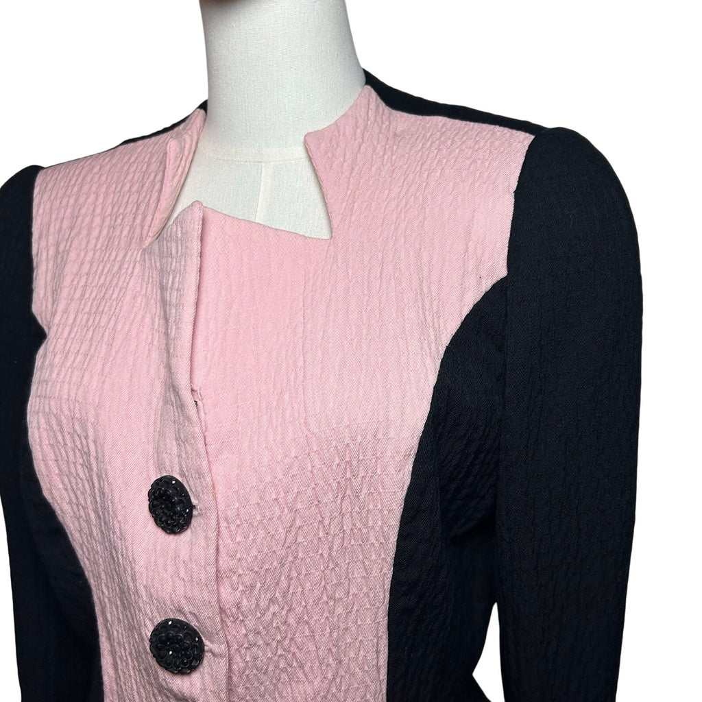 VTG 80s David Hayes Pink Black Power Blazer M Retro Glam Preppy Casual Indie