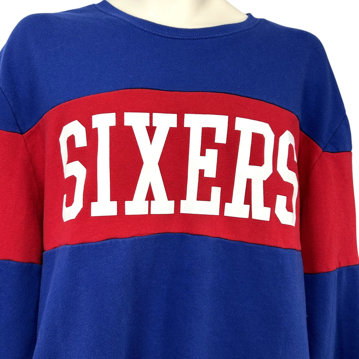 47 Brand XL Philadelphia 76ers Colorblock Fleece Crewneck NBA Sweatshirt Sports