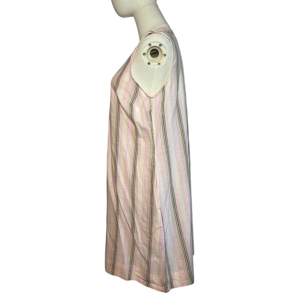 Sonoma Pink Brown Striped Dress Pockets PL Cottage Utility Minimalist Coastal