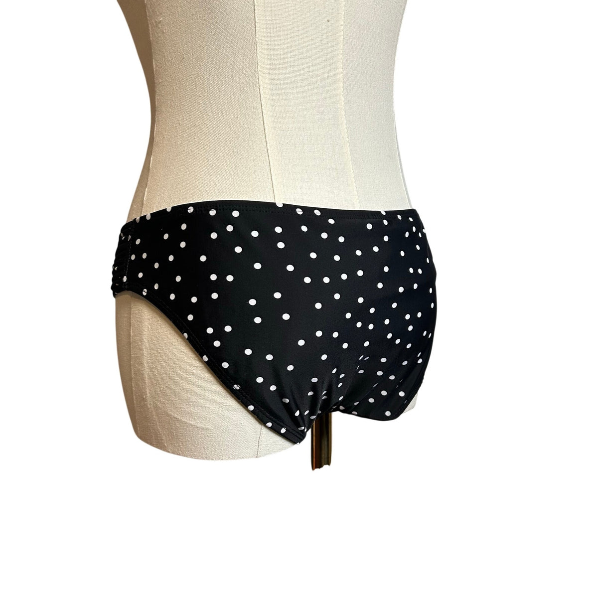 Black White Strappy Side Bikini Bottom Swim Medium Coquette Minimalist Y2K