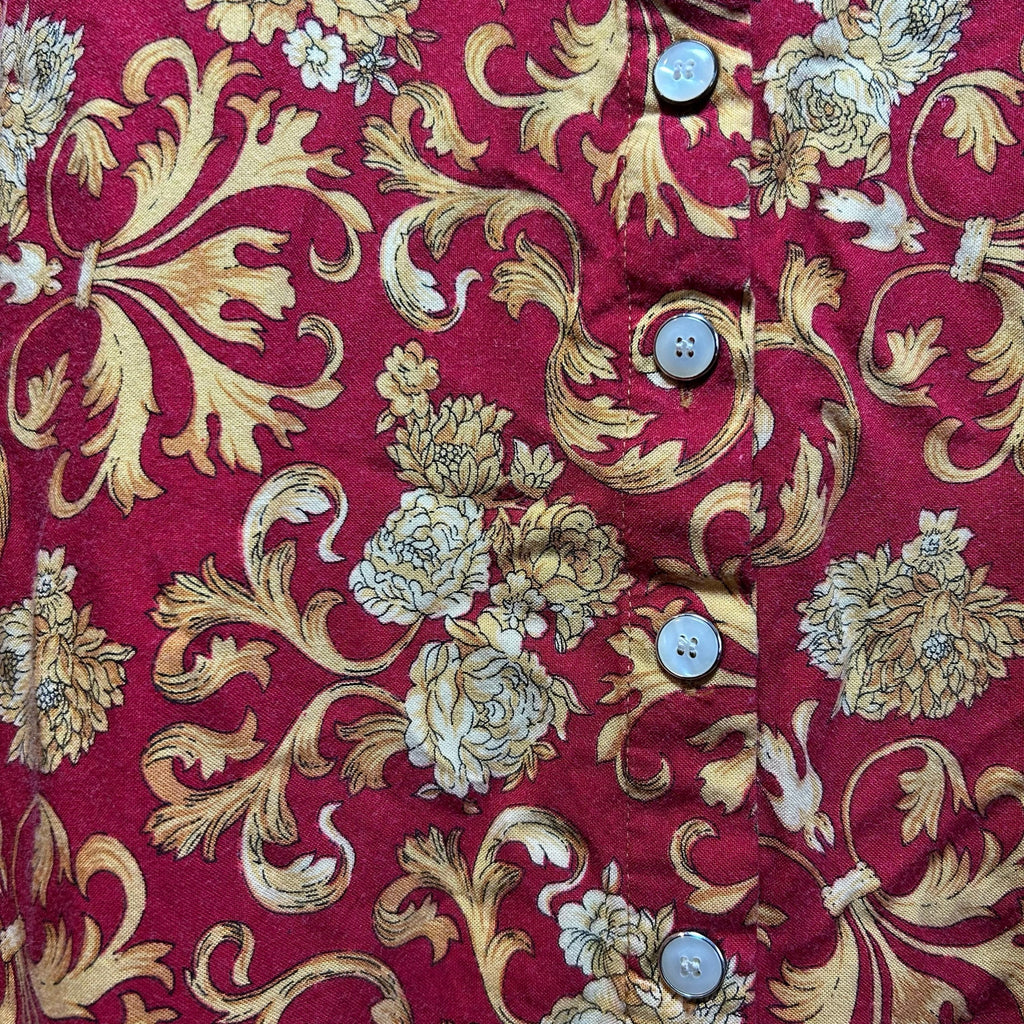 VTG Kathryn Deene Blouse Red 26/28 Boho Floral Baroque Top Plus Size Bold