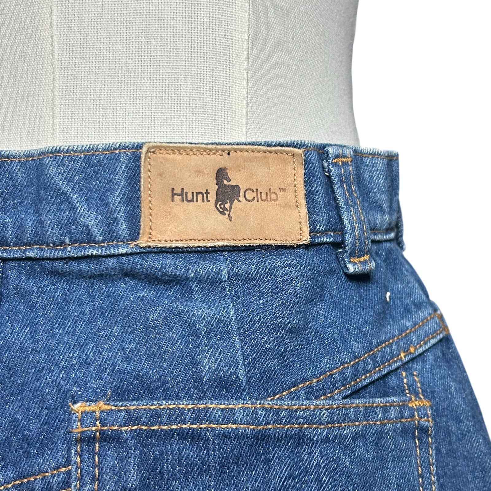 VTG Hunt Club Denim Mini Skirt Made in USA High Waisted Paneled Blue Size 4