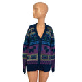 Netflix Stranger Things S Purple Blue Fair Isle Cassette V-Neck Knit Cardigan