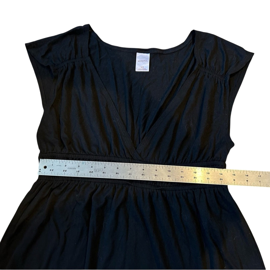 Merona Black Deep V Neck Mini Dress Size M Rayon Blend Indie Sleaze Boho