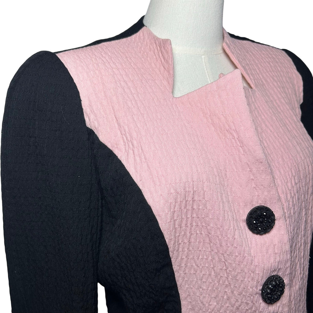 VTG 80s David Hayes Pink Black Power Blazer M Retro Glam Preppy Casual Indie