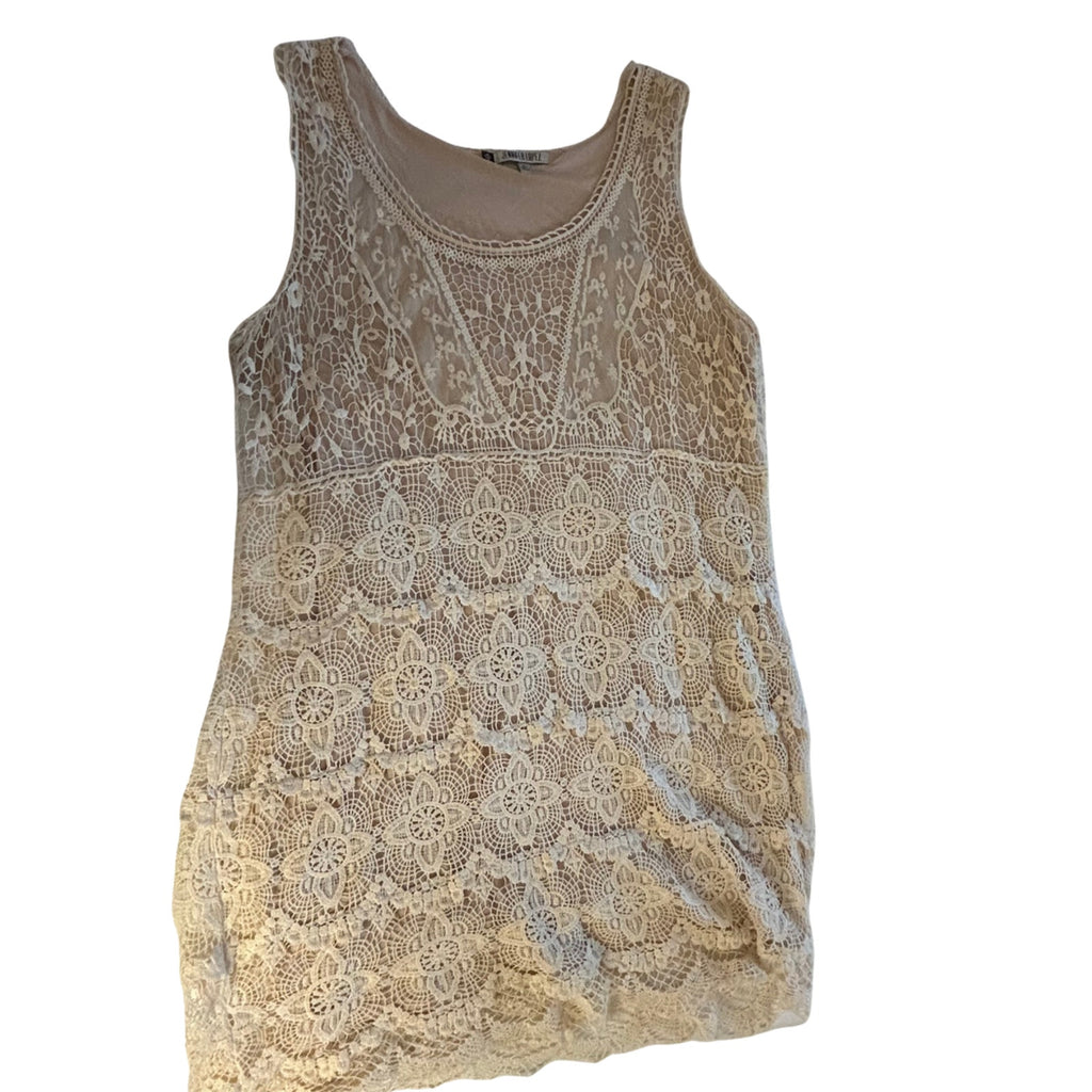 JLo Collection Lace Mini Dress Womens XL Cream Boho Y2K 2010s Whimsygoth