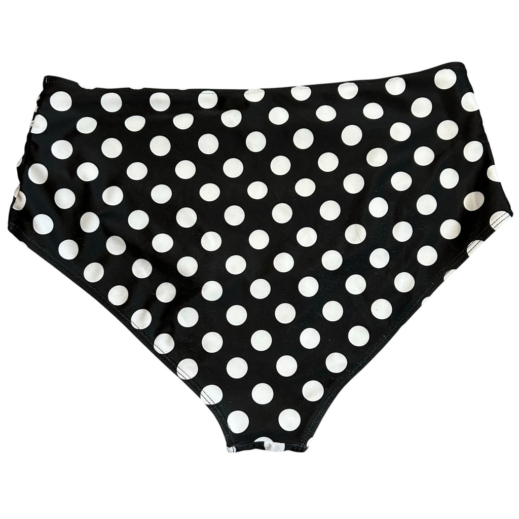 Black White Polka Dot High Waist Bikini Bottom Retro Swim XL Coquette Twee Glam