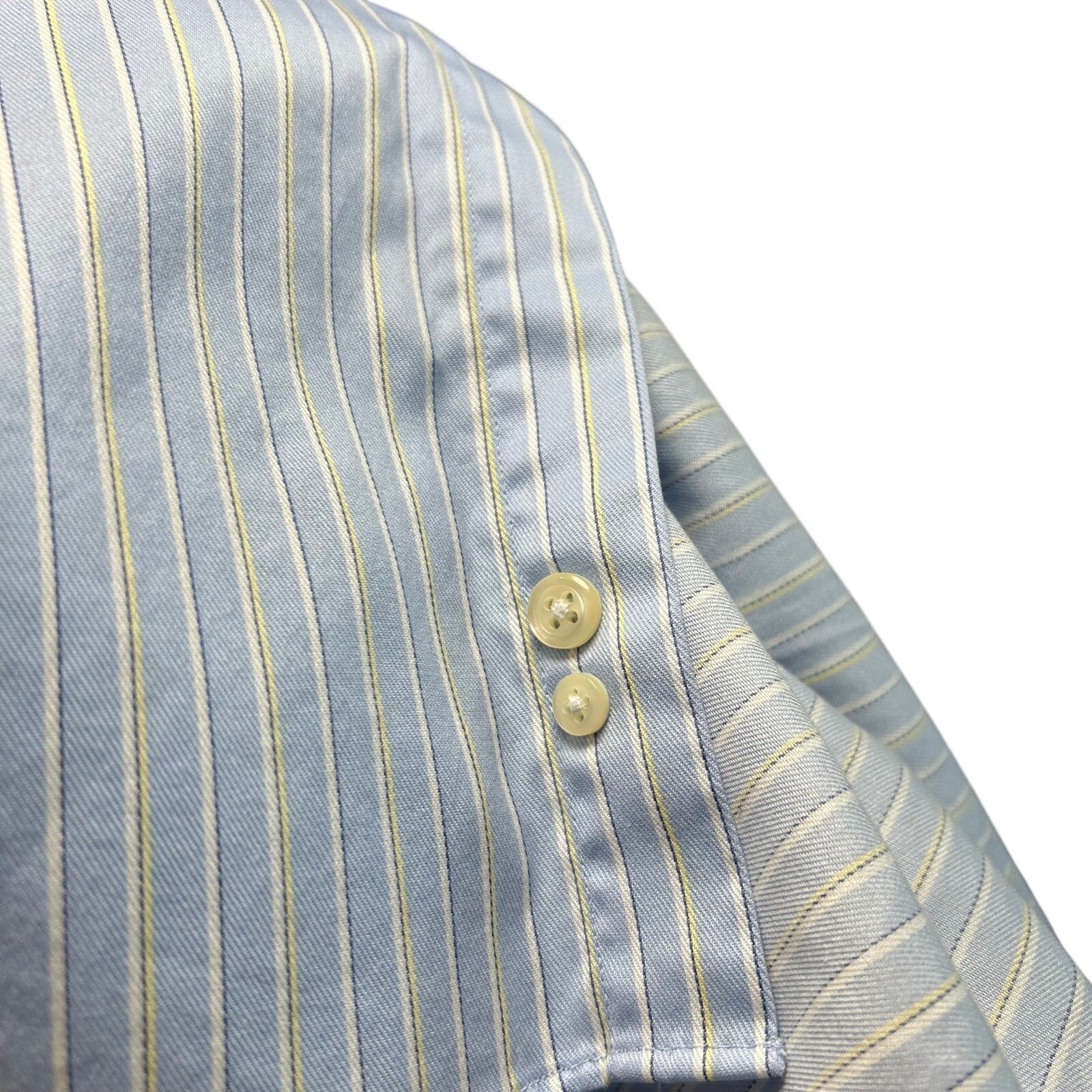 George Light Blue White Pinstripe Long Sleeve Button Down Shirt Large 42/44 Flaw