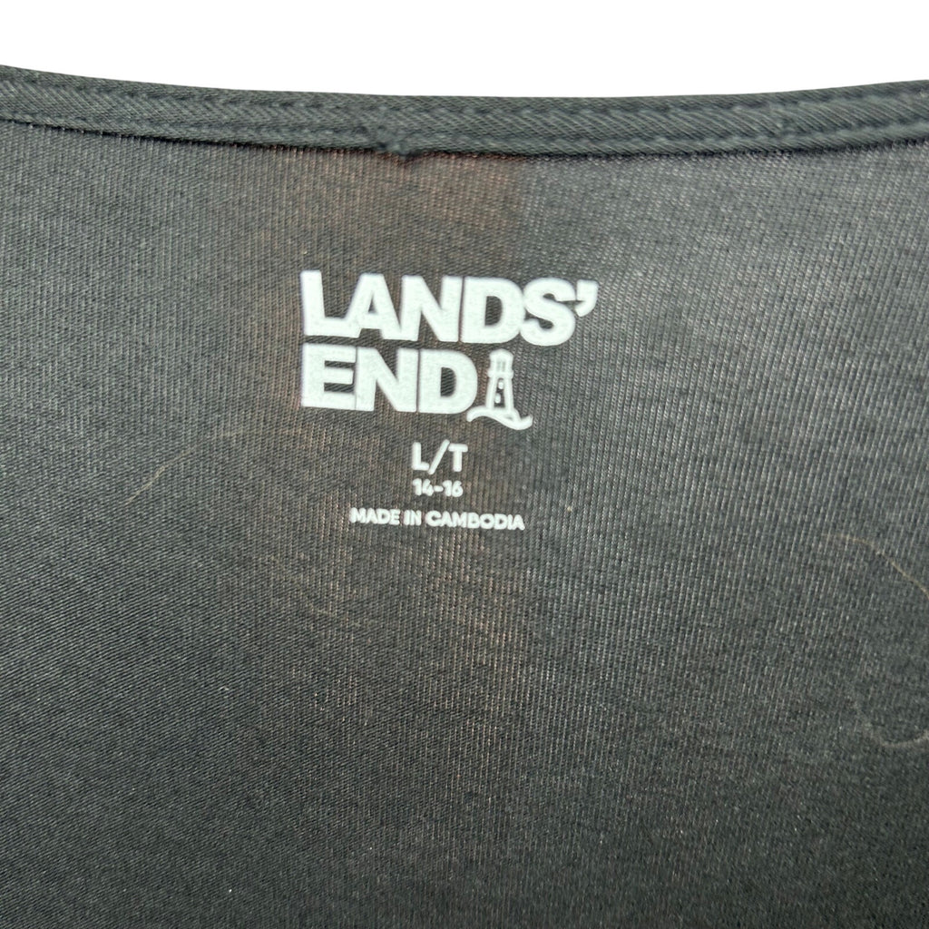Lands End L Cotton Modal Black Twist Waist Maxi Dress Pockets Loungewear Modest