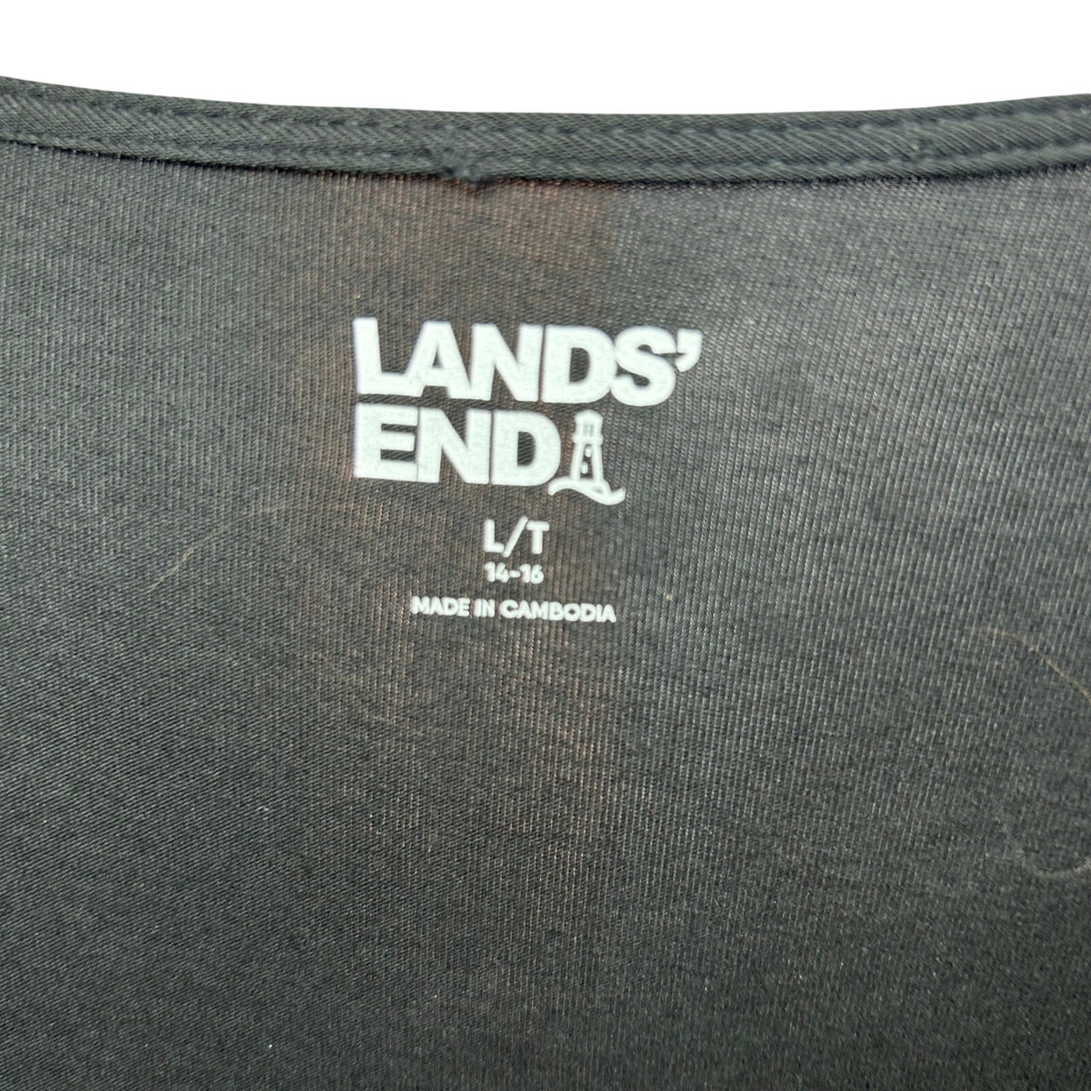 Lands End L Cotton Modal Black Twist Waist Maxi Dress Pockets Loungewear Modest