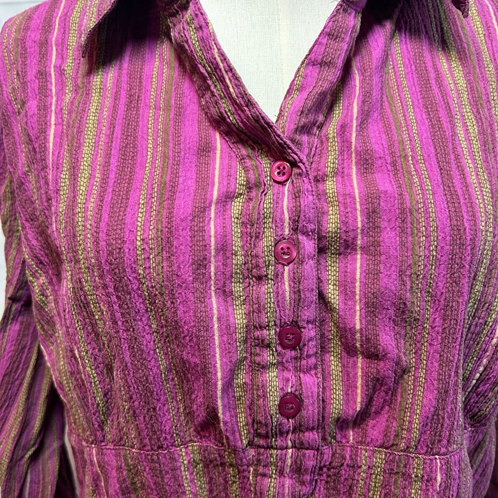 Christopher & Banks XL Purple Striped Seersucker Tunic Boho Casual Top