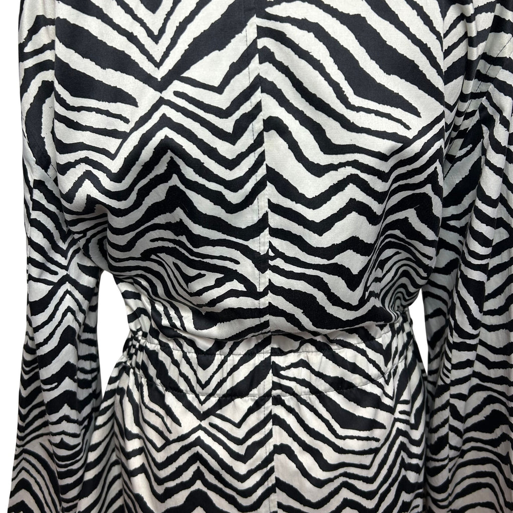VTG Y2K Dana Buchman Zebra Print Trench Jacket  XL Maximalist Animal Pockets