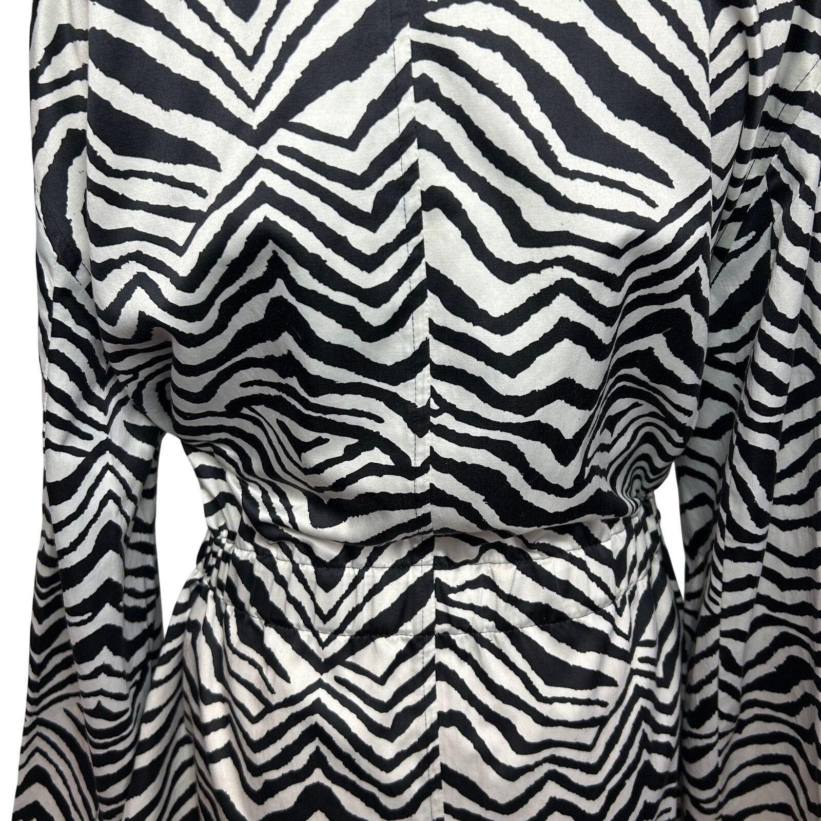 VTG Y2K Dana Buchman Zebra Print Trench Jacket  XL Maximalist Animal Pockets