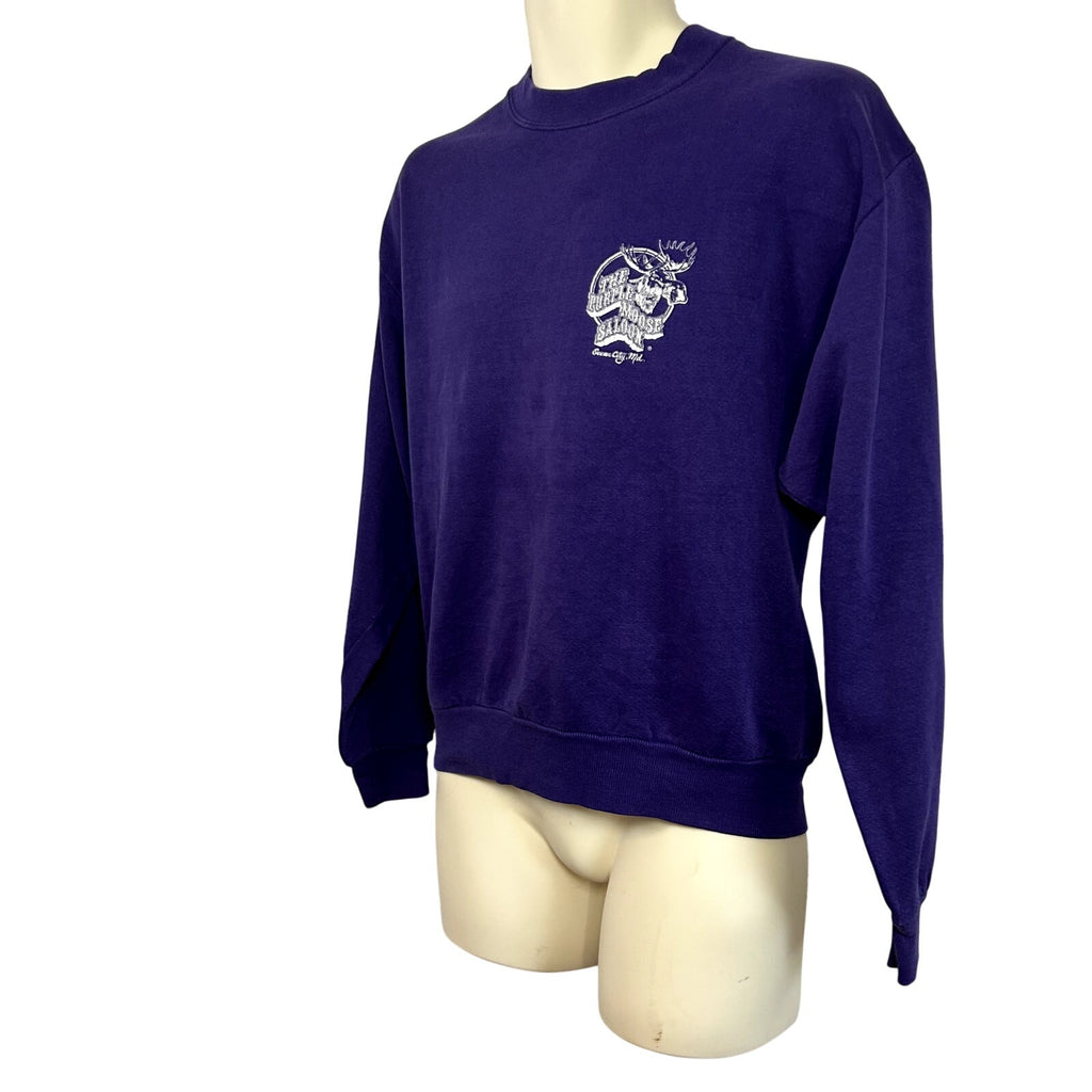 VTG 90s Jerzees M Purple Moose Saloon Ocean City MD Graphic Crewneck Sweatshirt