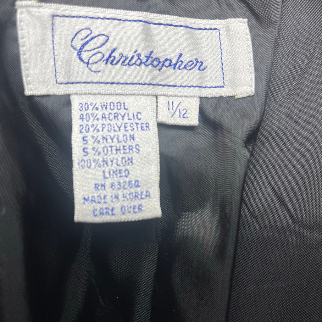 VTG 80s Christopher Gray Blazer Wool Blend 12 Dark Academia Preppy Minimalist