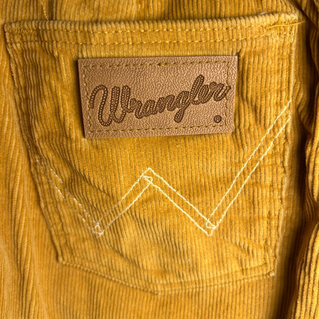 VTG 70s Wrangler Mustard Gold Corduroy Mini Skirt Petite XXS Western Boho Retro