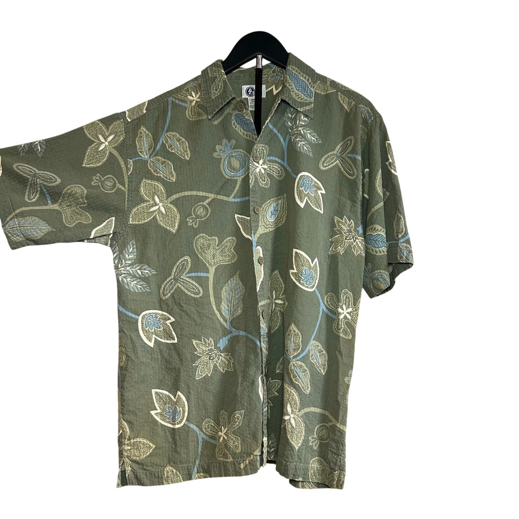 VTG Y2K Arizona Jean Co S Green Seersucker Button Down Shirt Casual Streetwear