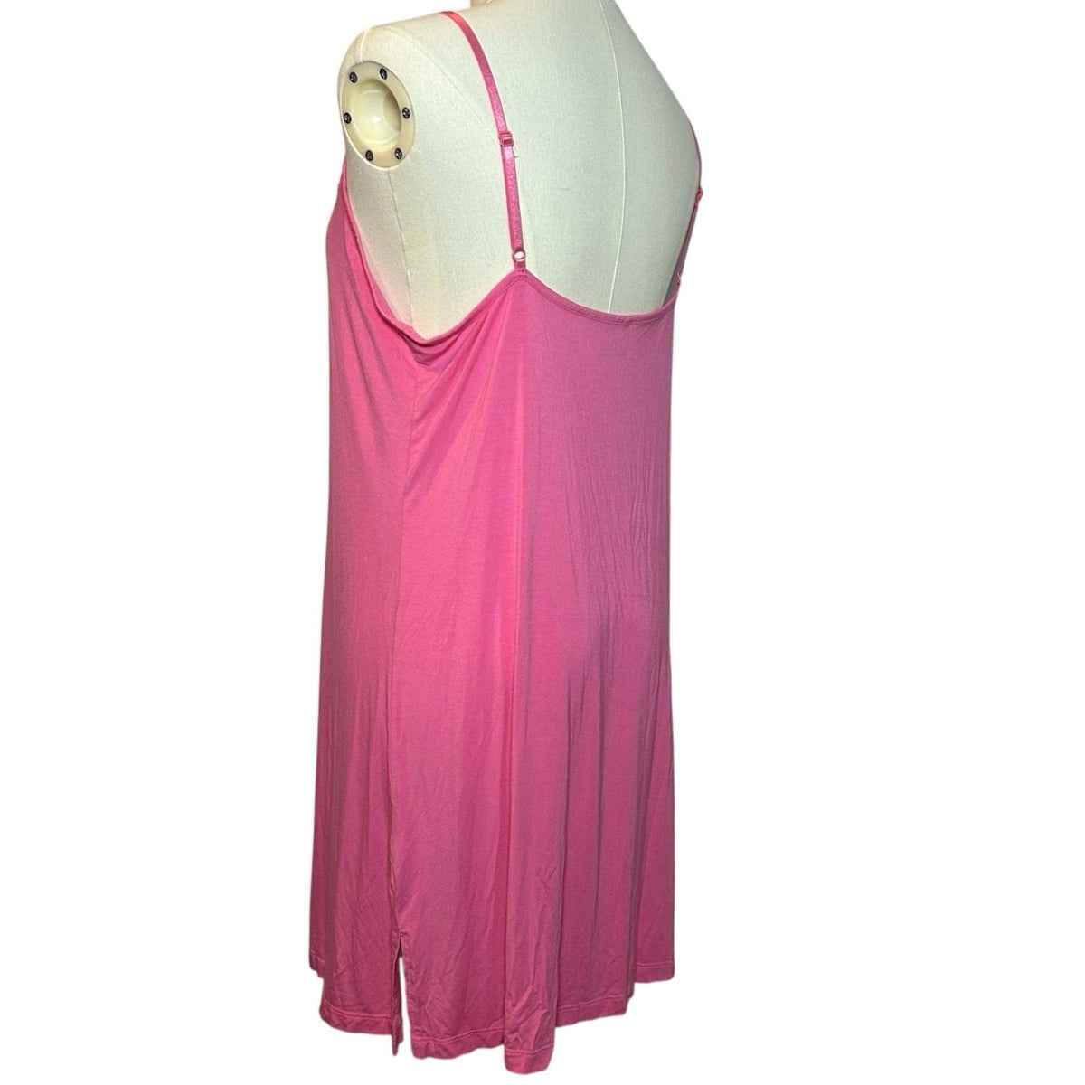 Soft Pink Bamboo Viscose Cami Nightgown Satin Trim Sleepwear Chemise Small