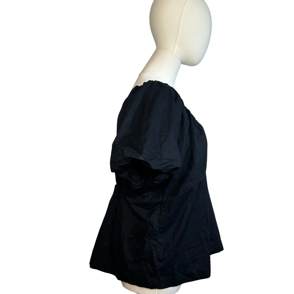 Old Navy Black L Empire Waist Puff Sleeve Top Boho Peasant Cottage Minimalist