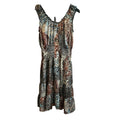 Lapis Animal Print Smocked Dress Multi M Y2K Indie Sleaze Maximalist Midi