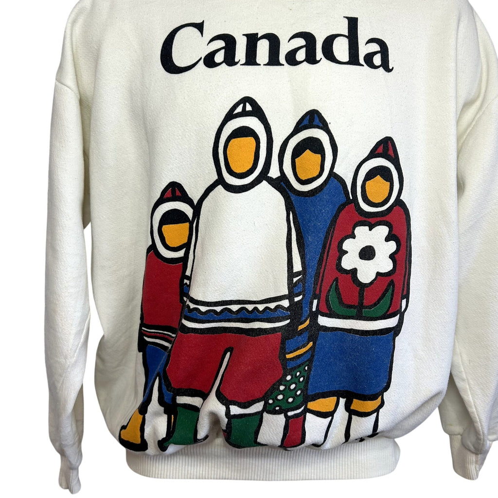 TUKTU One Size White Canadian Indigenous Art Graphic Sweatshirt Crewneck Fleece
