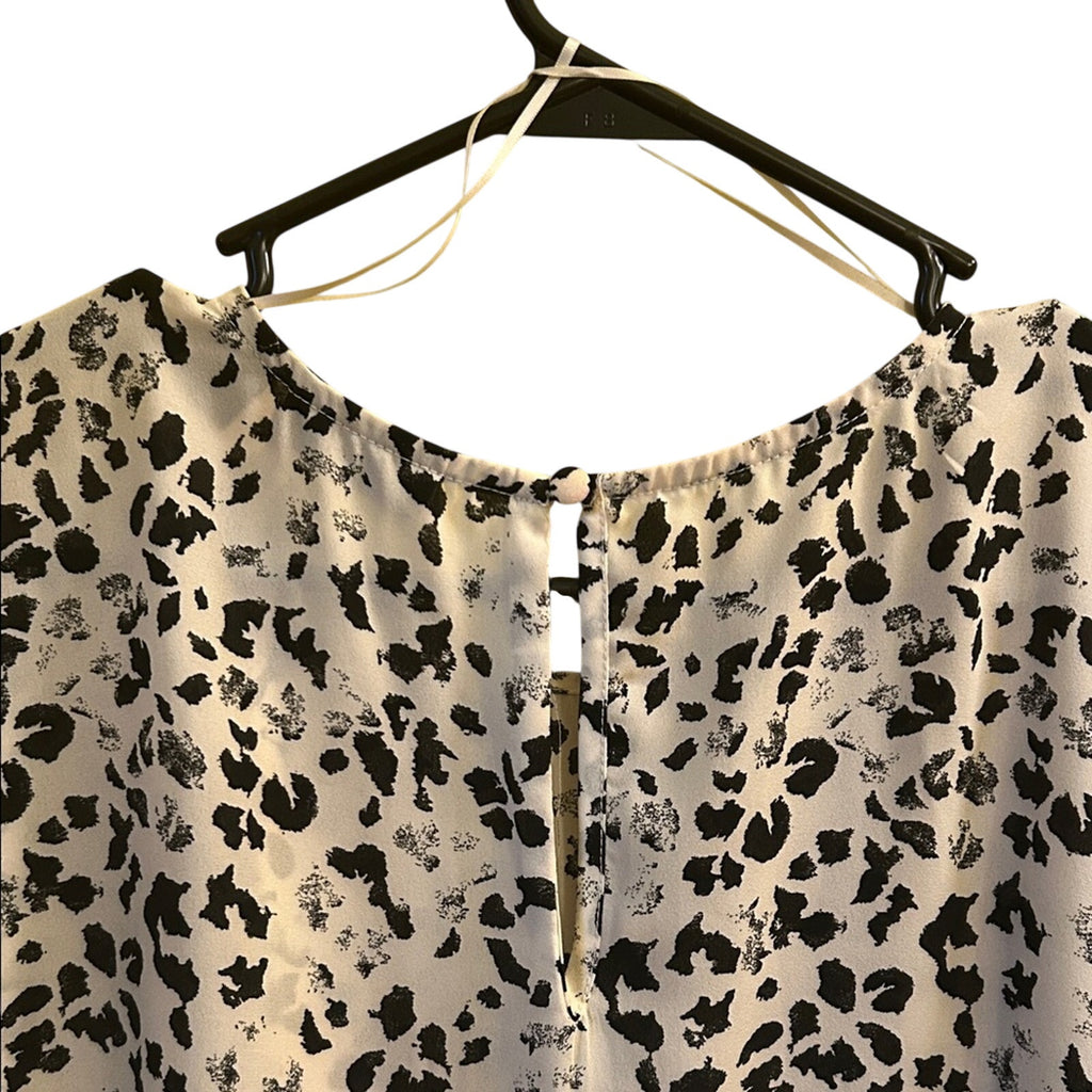 Halogen Cap Sleeve Blouse 1X Plus Size Animal Print Black White Nordstrom Top