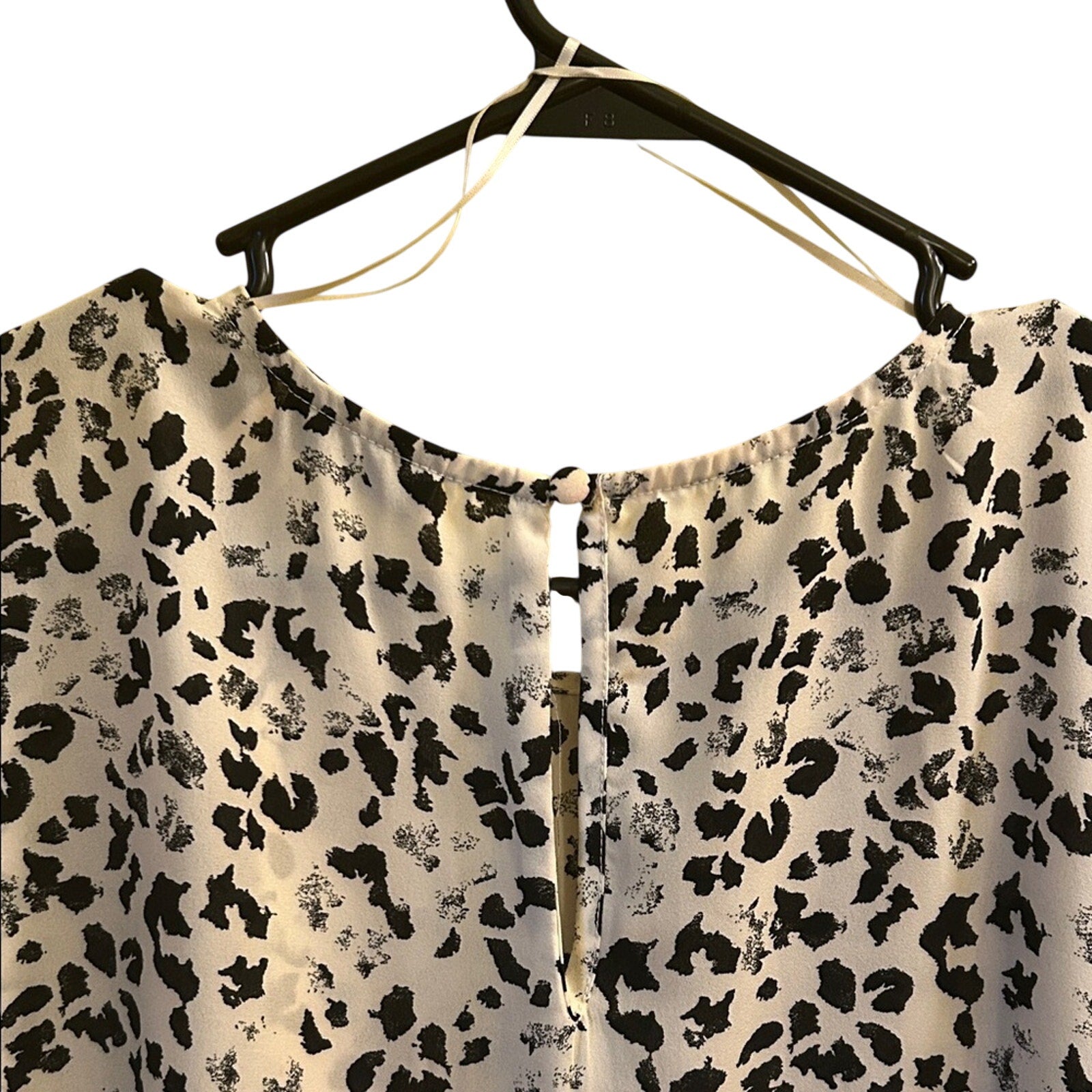 Halogen Cap Sleeve Blouse 1X Plus Size Animal Print Black White Nordstrom Top