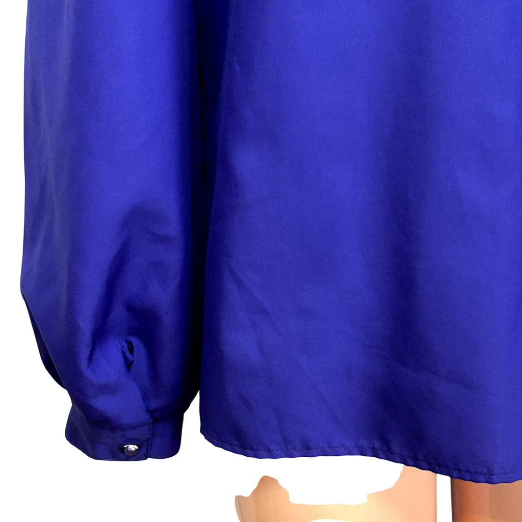 VTG 80s Laura Mae M Purple Blouse Asymmetric Mock Neck Retro Office Siren Twee