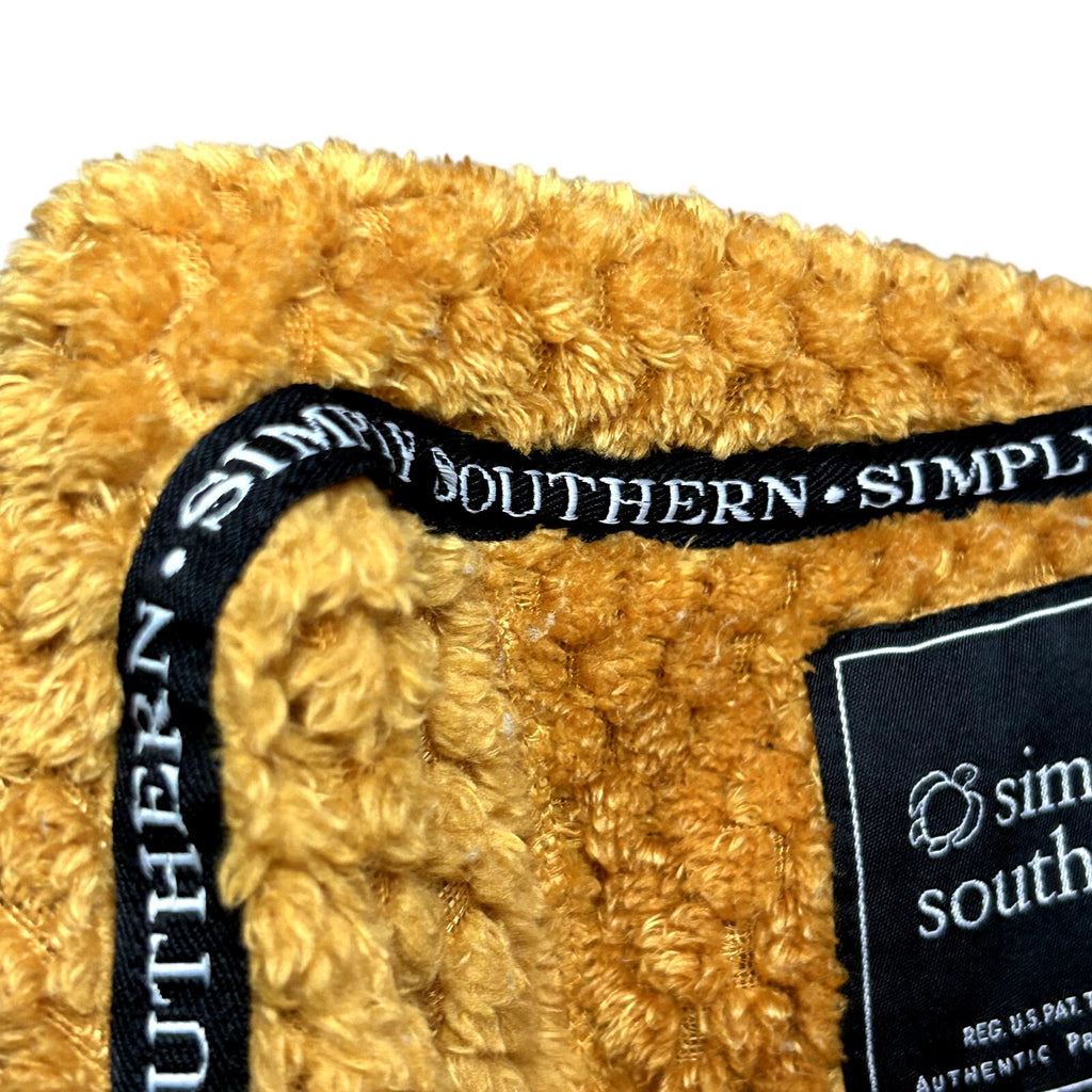 Simply Southern M Orange White Fleece Quarter Snap Henley Pullover Cozy Popcorn