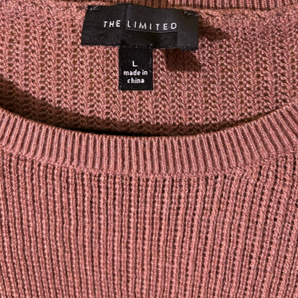The Limited Brown Ribbed Knit Sweater 3/4 Sleeve Womens Large Office Career