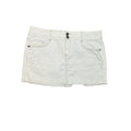 VTG Y2K Mudd White Denim 8 Mini Skirt Raw Hem Grunge Streetwear Retro Casual