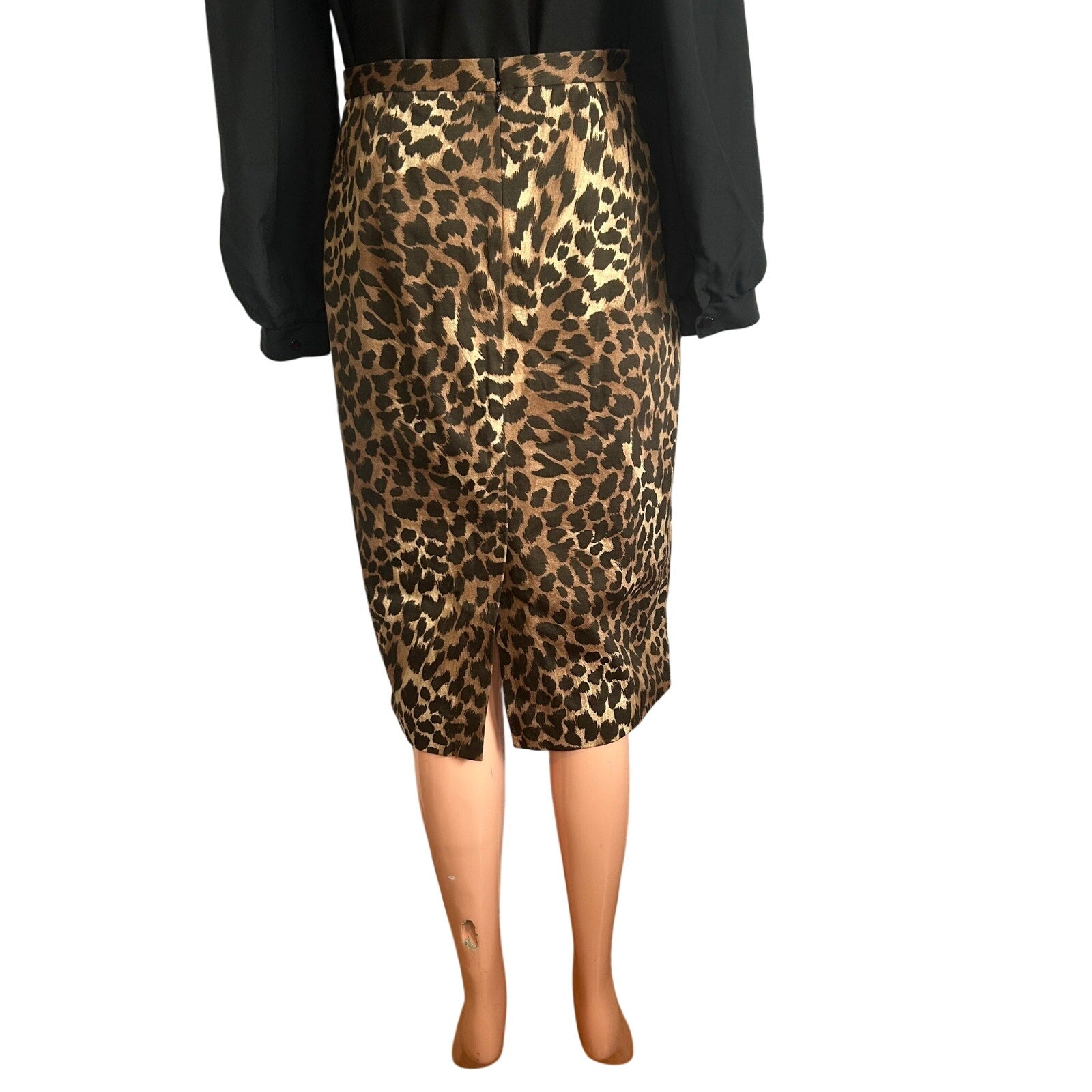 Michael Kors Animal Print Cotton Midi Pencil Skirt 8 Mob Wife Office Siren Chic