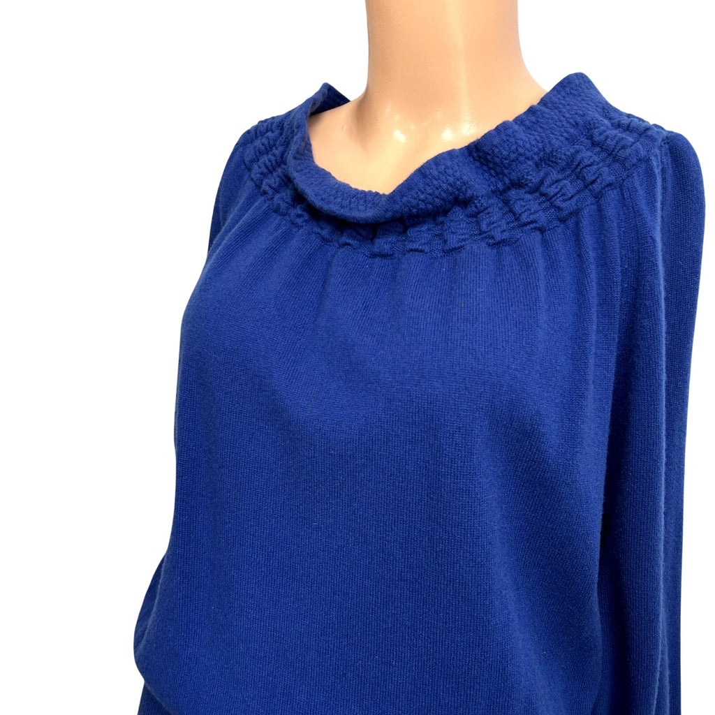 VTG 90s Escada 38 S Royal Blue 100% Cashmere Long Sleeve Knit Sweater Dress Chic
