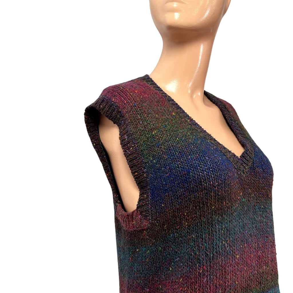 VTG 90s LAbeille XS Blue Purple Sweater Vest Preppy Grandpa Dark Academia Retro