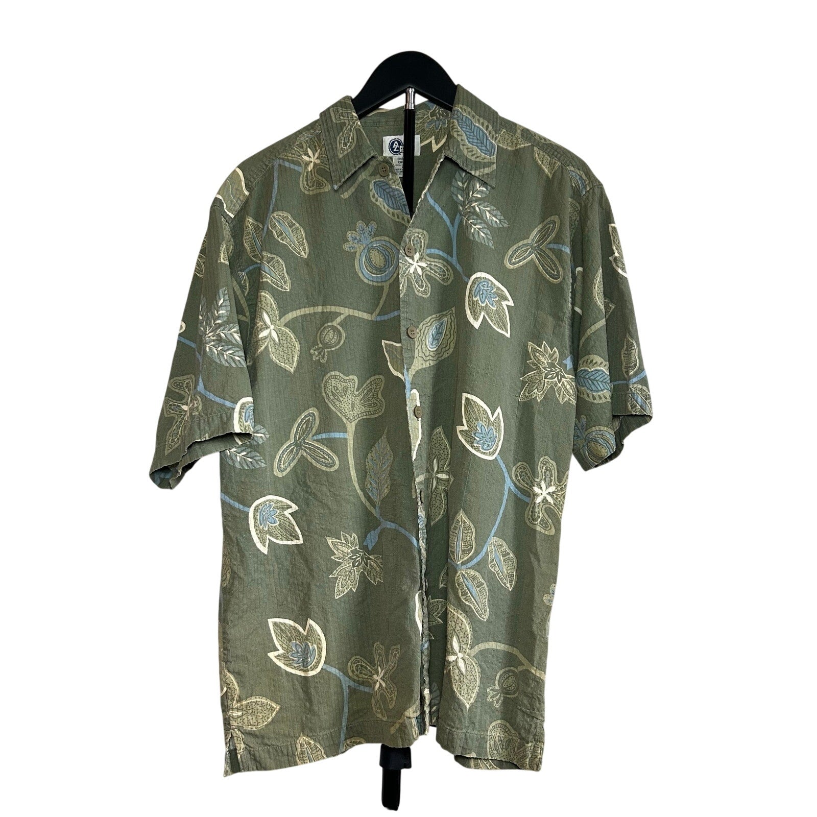 VTG Y2K Arizona Jean Co S Green Seersucker Button Down Shirt Casual Streetwear